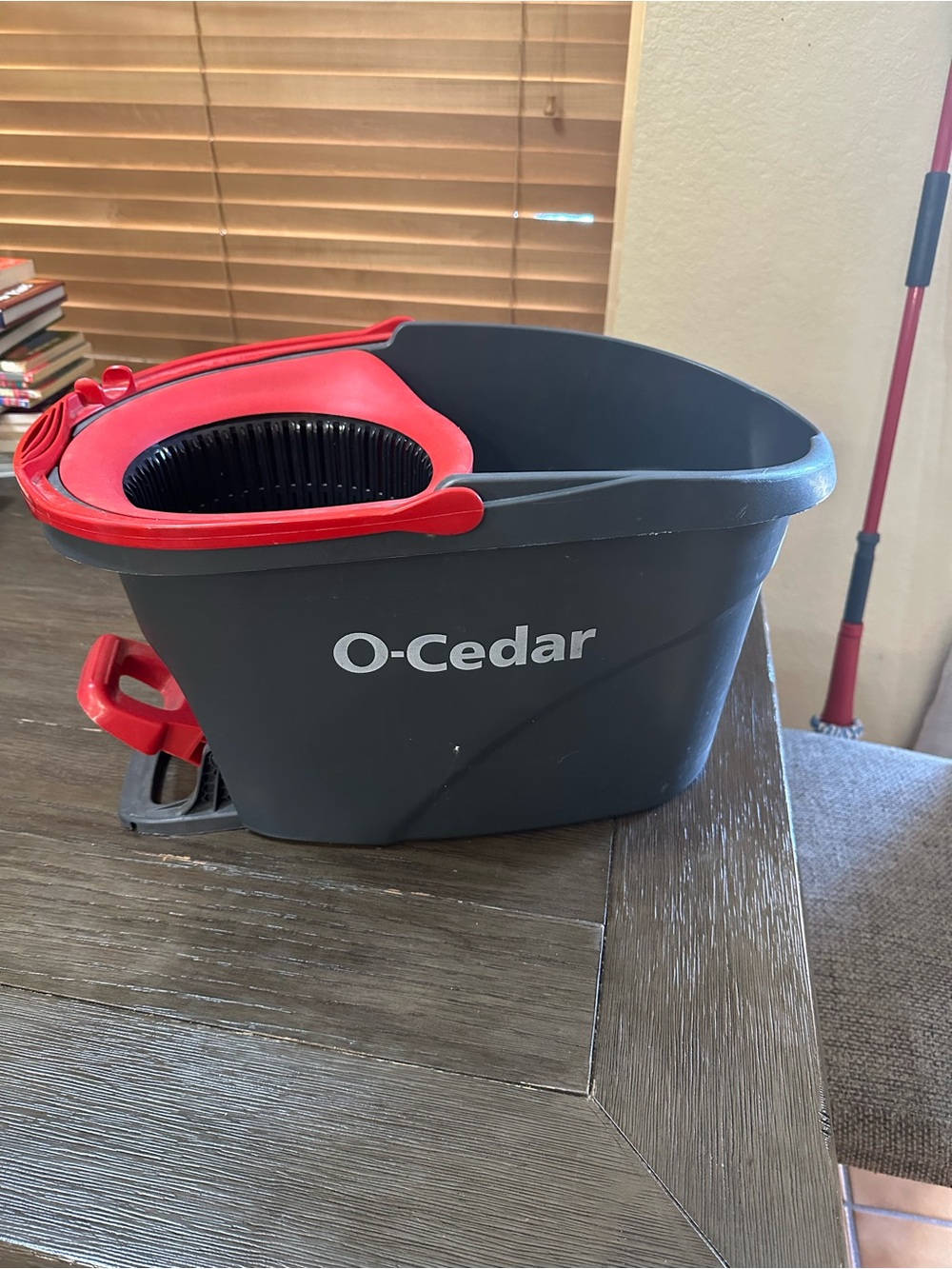 O-Cedar Red & Gray Spin Mop Bucket with Wringer
